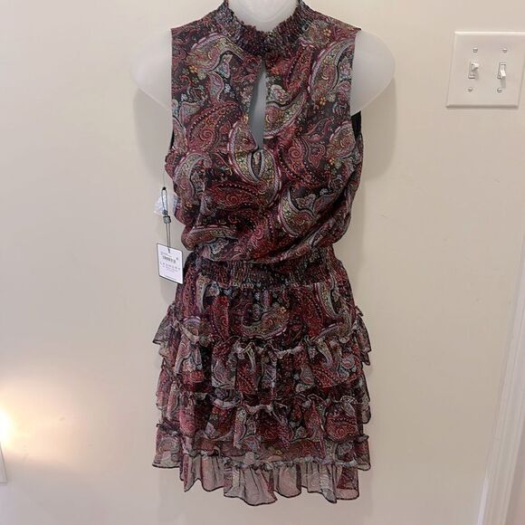 Laundry by Shelli Segal Tiered Ruffle Dress in Blissful Paisle size 0 NWT - Picture 2 of 10
